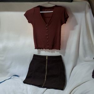 Mini skirt, (sz 0) & Crop top, (sz S).